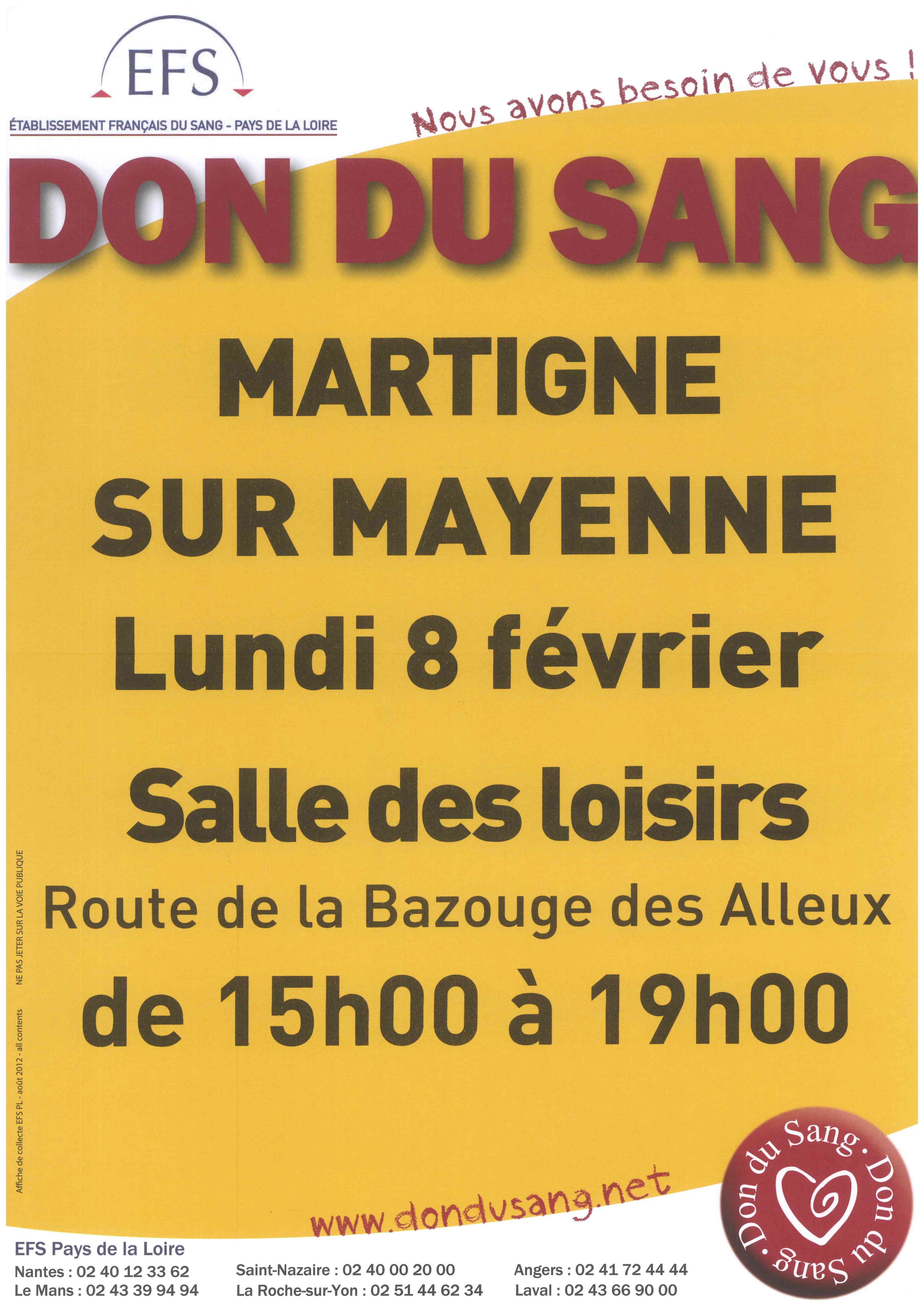 Martigné don du sang 08.02.2016